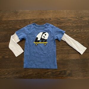 Tea Collection green long sleeve panda skateboard print tee sz 6